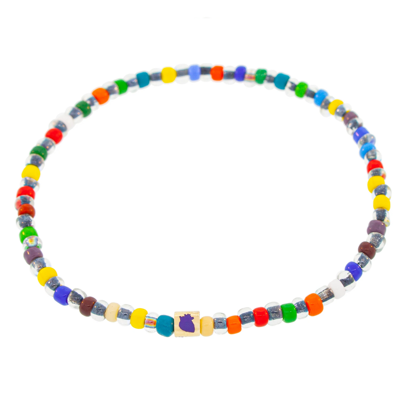 Enameled Heart Short Roll Beaded Bracelet