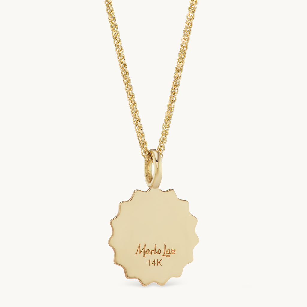 14k yellow gold coin medallion initial necklace 