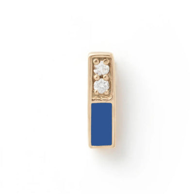 Alison Lou 14k yellow gold stud earring with white diamonds and your choice of neon-enamel 