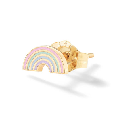 Alison Lou 14k yellow gold stud earring with pastel or neon rainbow enamel 