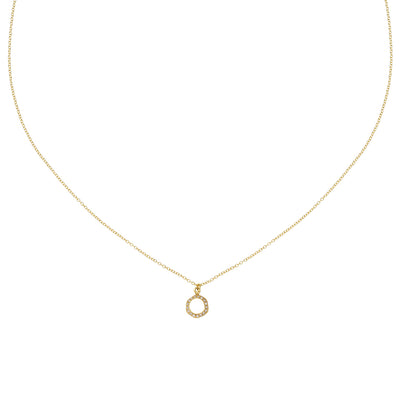 Anne Sportun 18k yellow gold pave diamond necklace with a sparkling "Luna" open circle pendant.