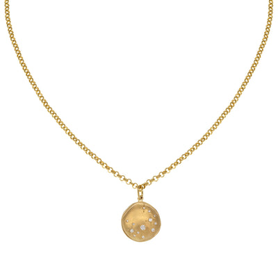 Anne Sportun 'Luna' 18k yellow gold coin charm with diamond stars