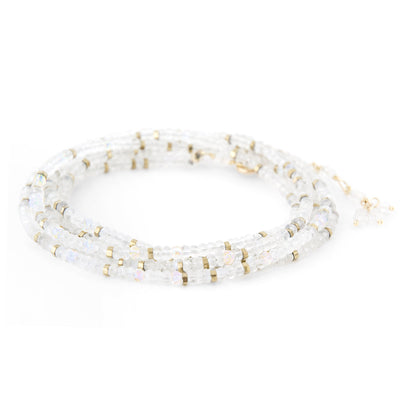 Anne Sportun 18k yellow gold wrap necklace/bracelet with moonstone & pyrite beads. Comes in your choice of many gemstone options