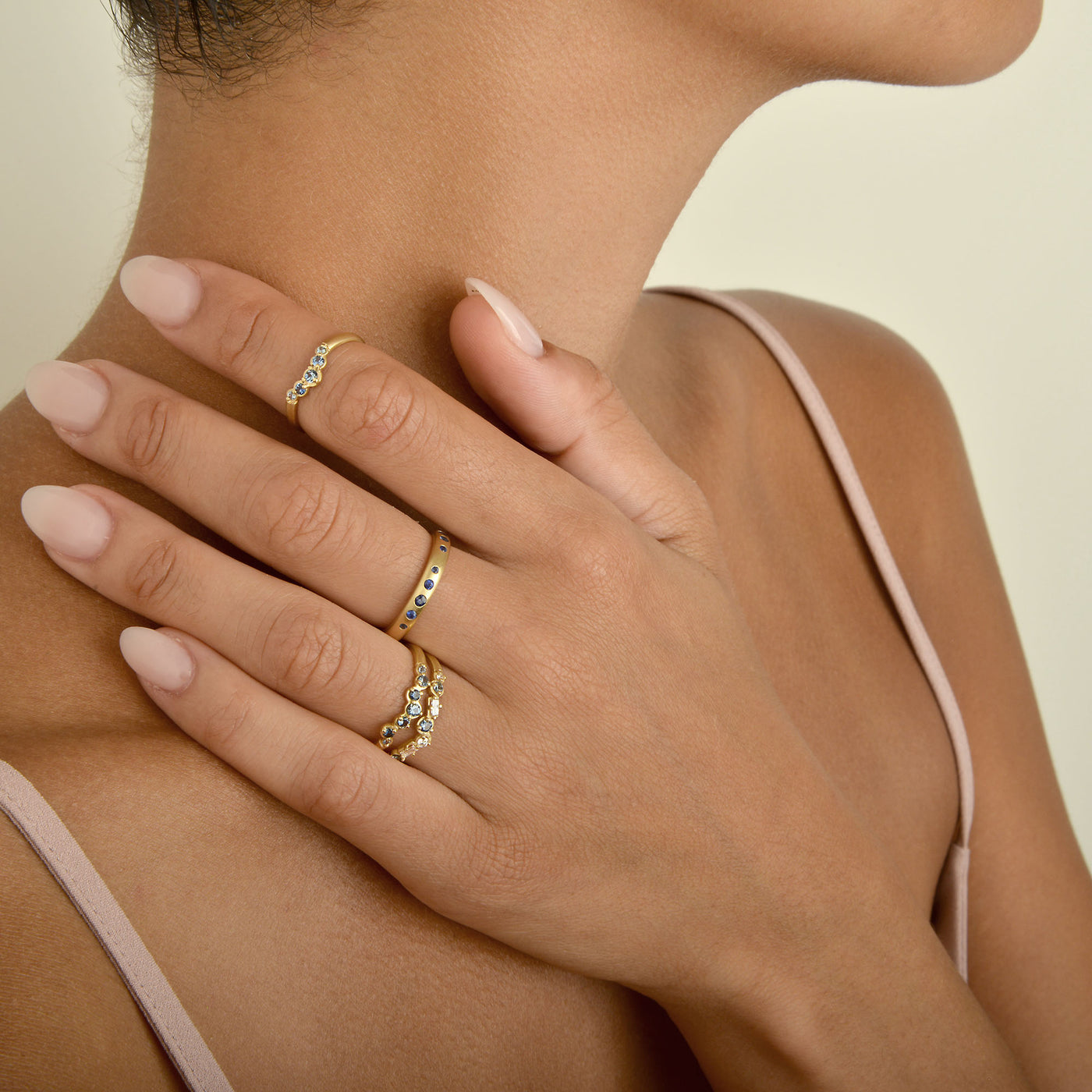 Anne Sportun 18k gold 'Festival Collection' cascade band with blue sapphires (colors may vary)
