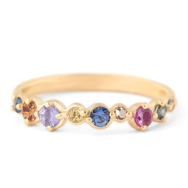 Anne Sportun 18k yellow gold ring with multi-colored sapphires