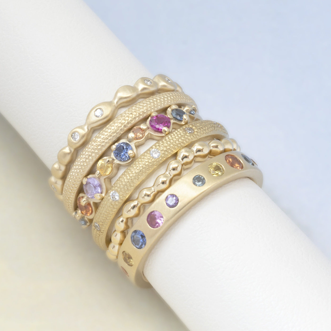 Anne Sportun 18k yellow gold ring with multi-colored sapphires