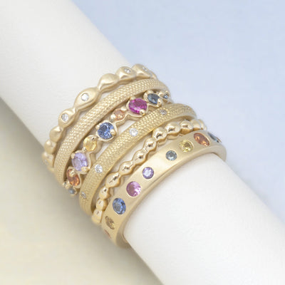Anne Sportun 18k yellow gold ring with multi-colored sapphires