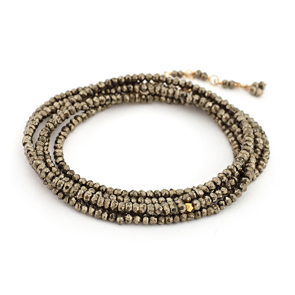 Anne Sportun pyrite 14k yellow gold wrap necklace bracelet stones beads