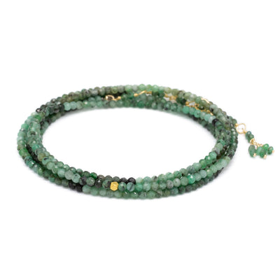 sakota emerald 18k yellow gold wrap necklace bracelet stones beads Anne Sportun