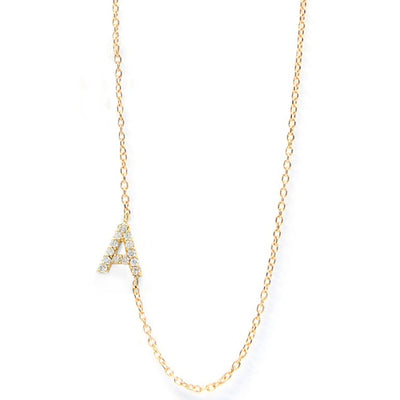 Anzie gold chain necklace with a diamond personalized initial A 