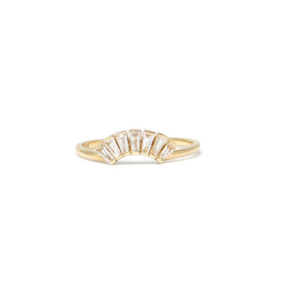 Anzie 14k yellow gold ring with an art deco inspired clear topaz baguette.