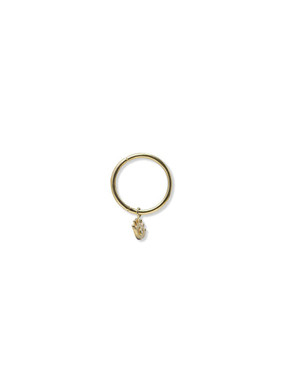 Anzie Mel Soldera evil eye charm set with diamonds suspended from a 14k yellow gold 8mm clicker hoop