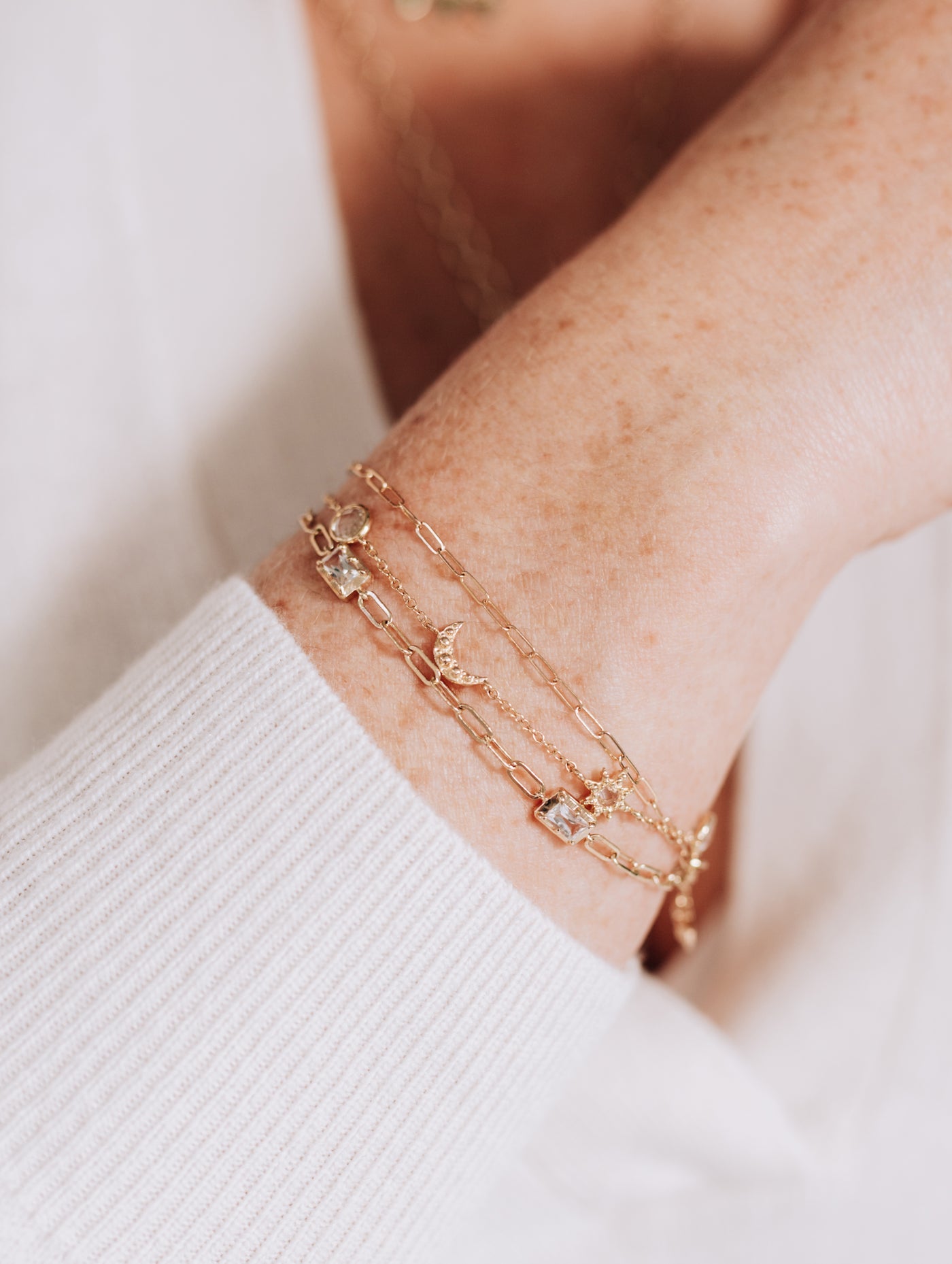 14k yellow gold paperclip chain bracelet star diamond charm