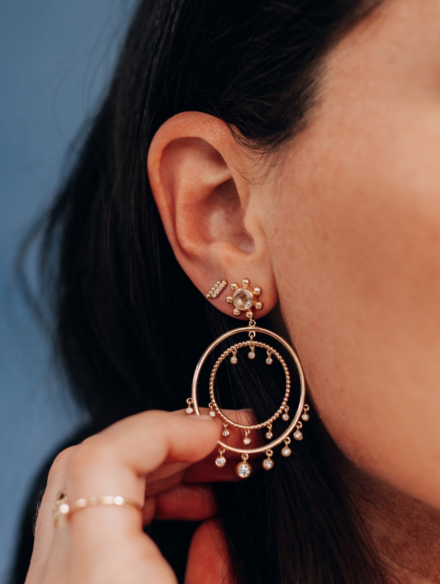 Dew Drop Pave Bar Studs