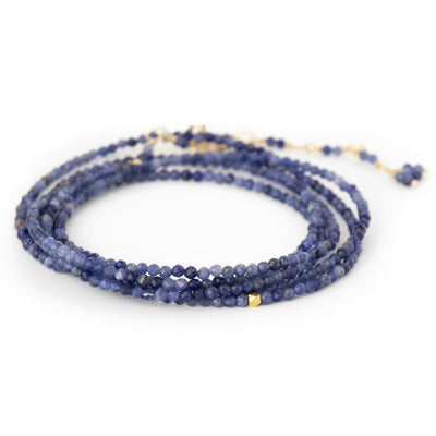 sodalite 18k yellow gold wrap necklace bracelet stones beads