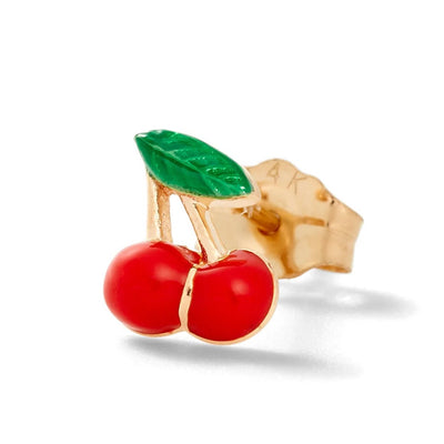 14k yellow gold stud earring enamel cherries Alison Lou