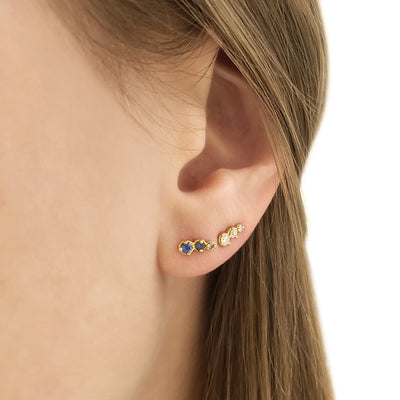 18k yellow gold diamond climber stud earrings