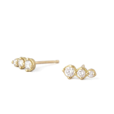 18k yellow gold diamond climber stud earrings