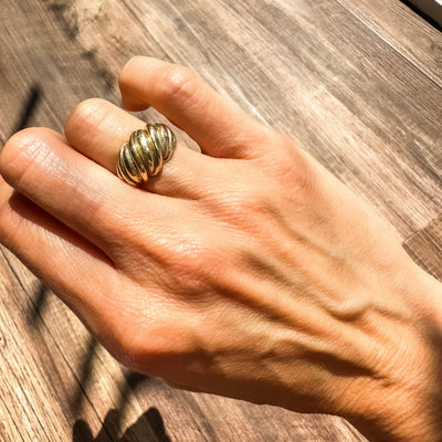 Estate & Vintage gold rope twist ring, nicknamed "The Croissant Ring". 
