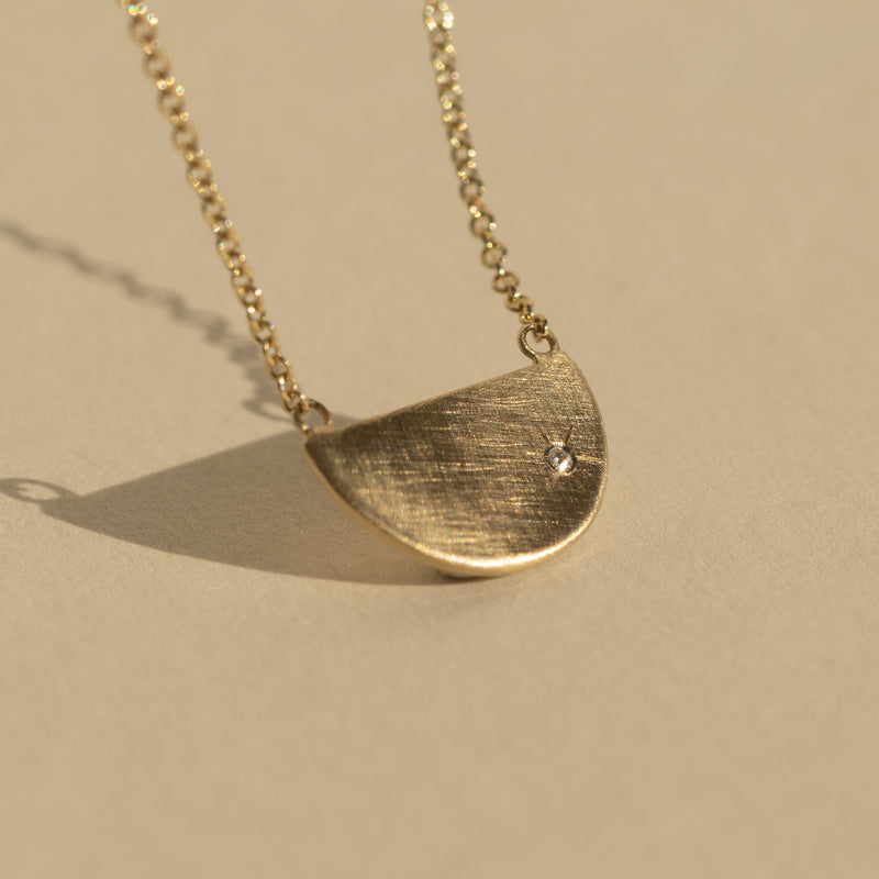 14k gold GORY necklace half circle diamond starburst attached chain Julez Bryant
