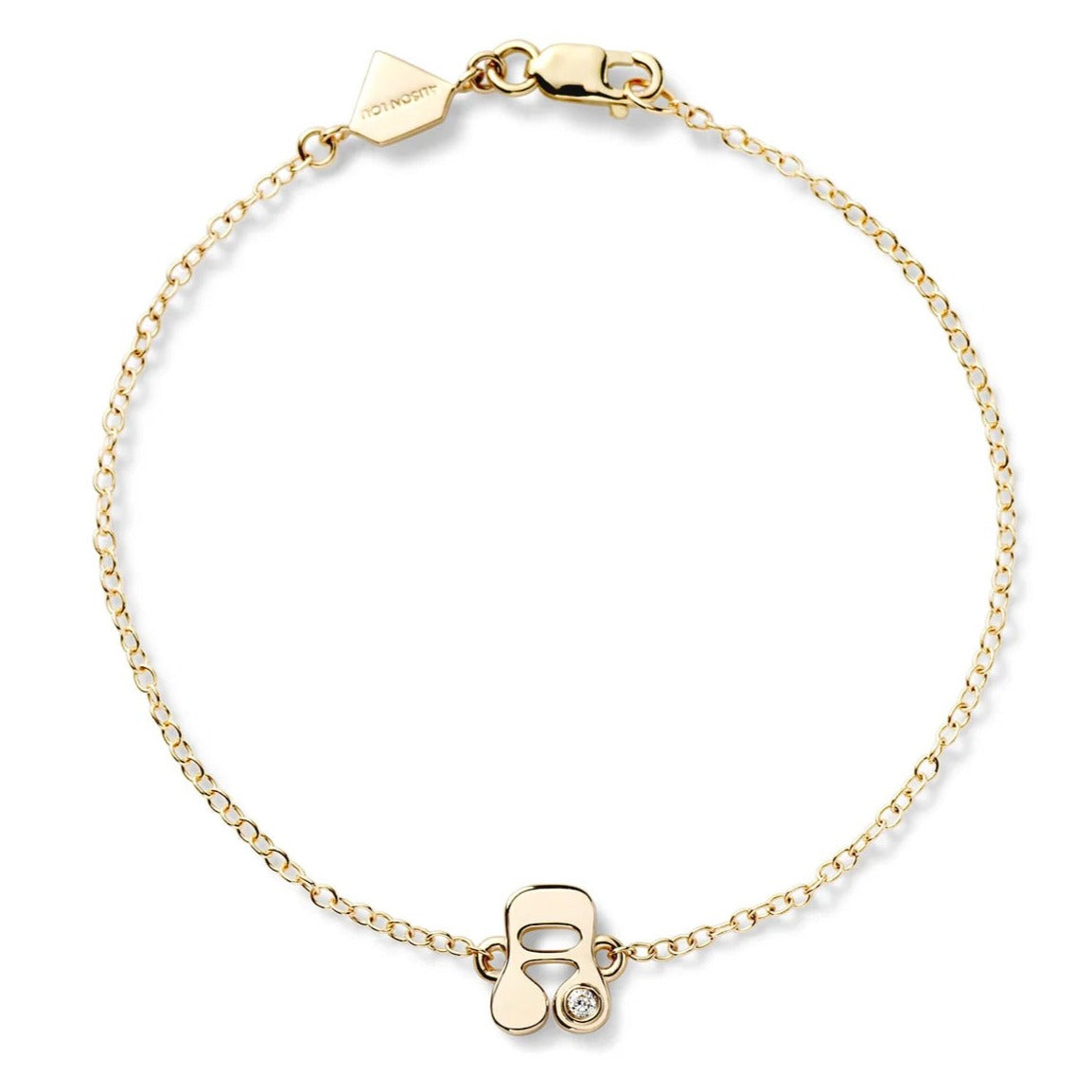 14k yellow gold chain bracelet initial diamond H