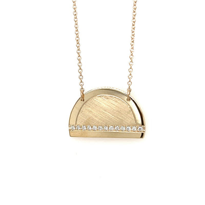 Julez Bryant 14k gold JOKI half dome necklace featuring a single horizontal row of white diamonds.