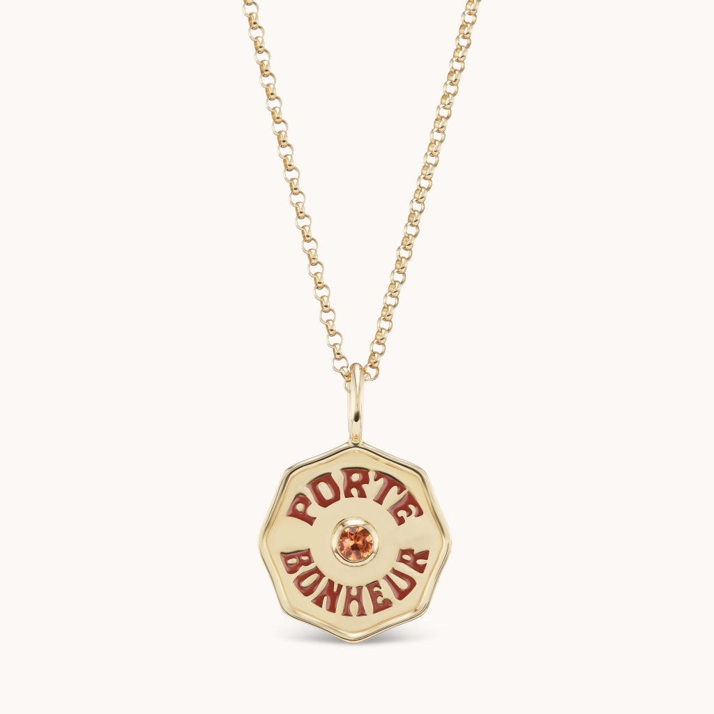 Mini Porte Bonheur Orange Sapphire Necklace