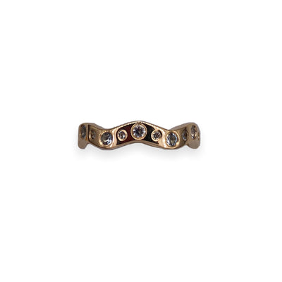 Marlo Laz 14k yellow gold aquamarine wavy band.