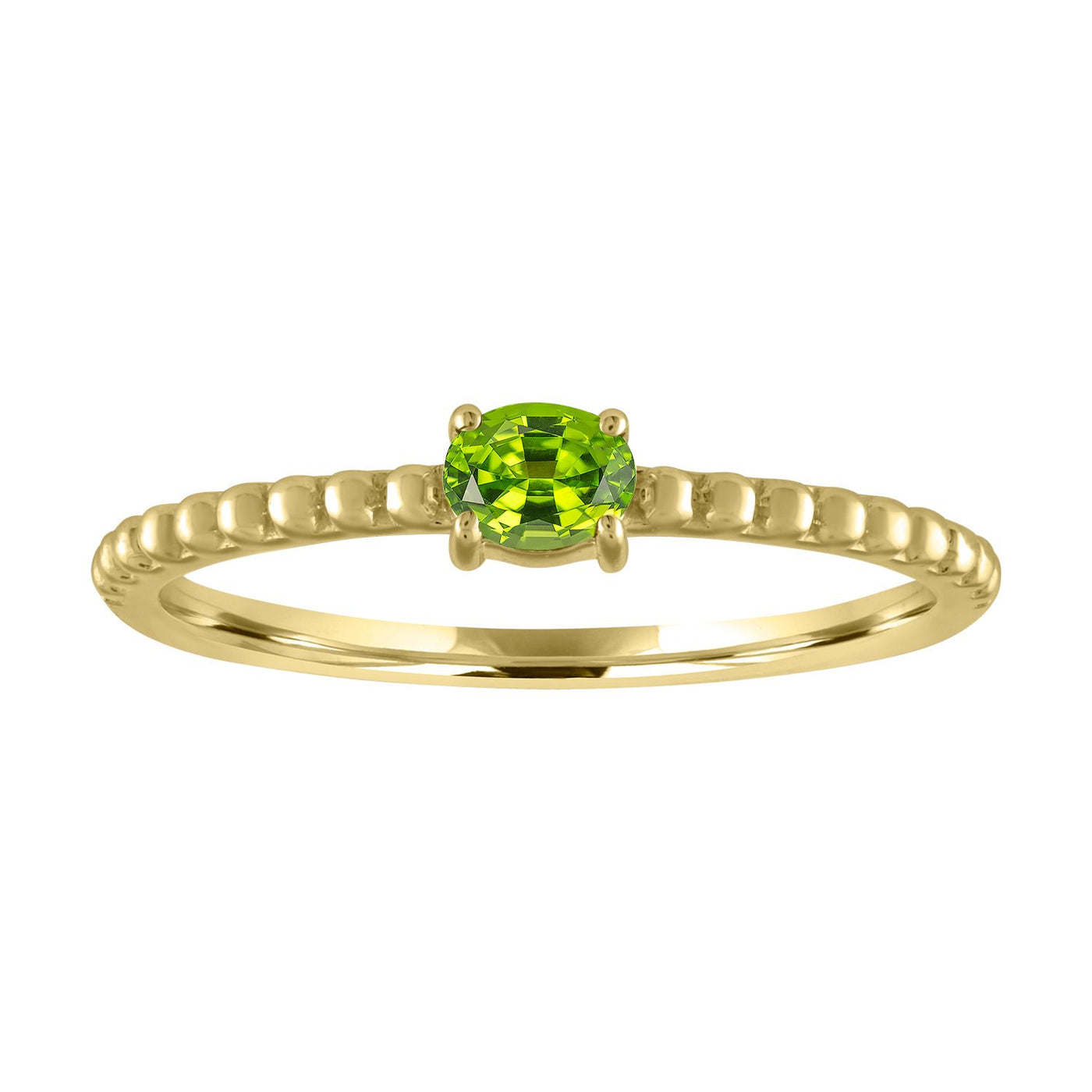 My Story 14k yellow gold ring with one oval birthstone on a textured band