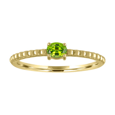 My Story 14k yellow gold ring with one oval birthstone on a textured band