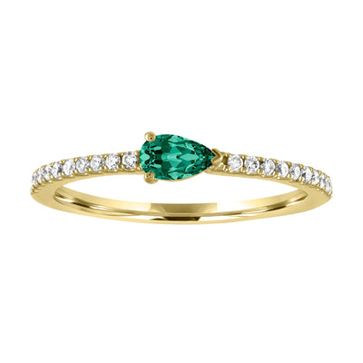 My Story 14k yellow gold ring with 20 diamonds and one pear shaped birthstone