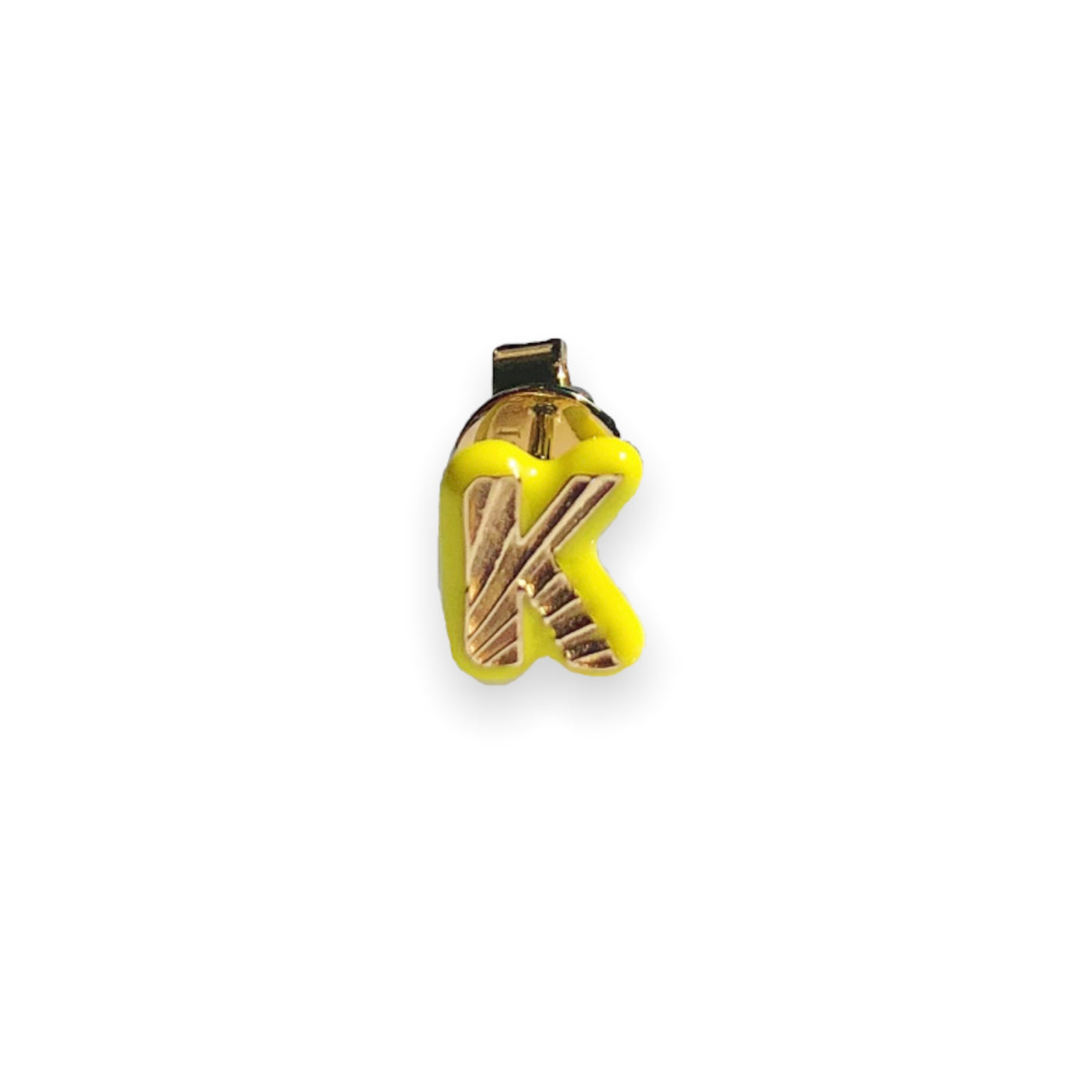 My Story 14k yellow gold fluted initial stud
