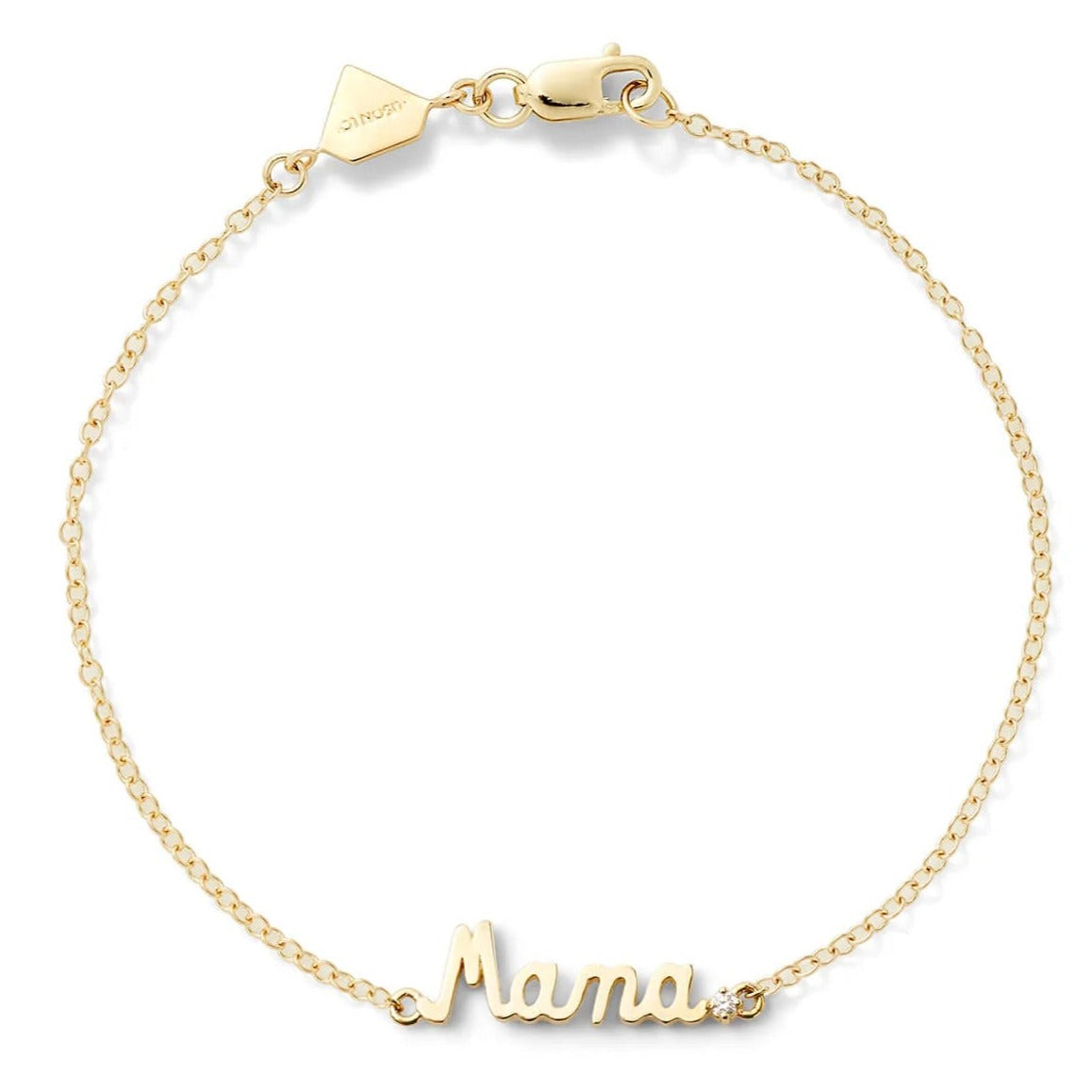 14k yellow gold chain bracelet mama mother diamond Alison Lou