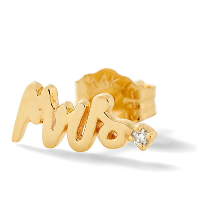 14k yellow gold stud earring Mrs diamond Alison Lou