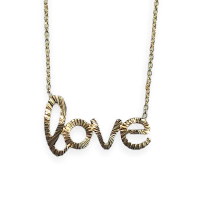 My Story 14k yellow gold fluted love pendant necklace