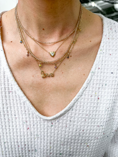 My Story 14k yellow gold fluted love pendant necklace