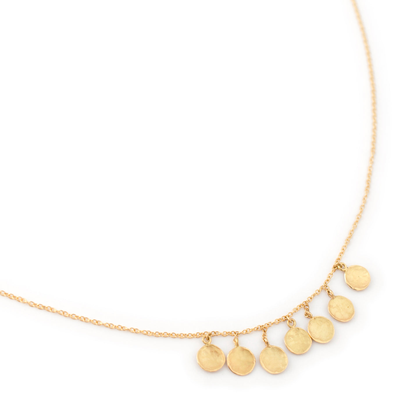 18k yellow gold hammered coin necklace