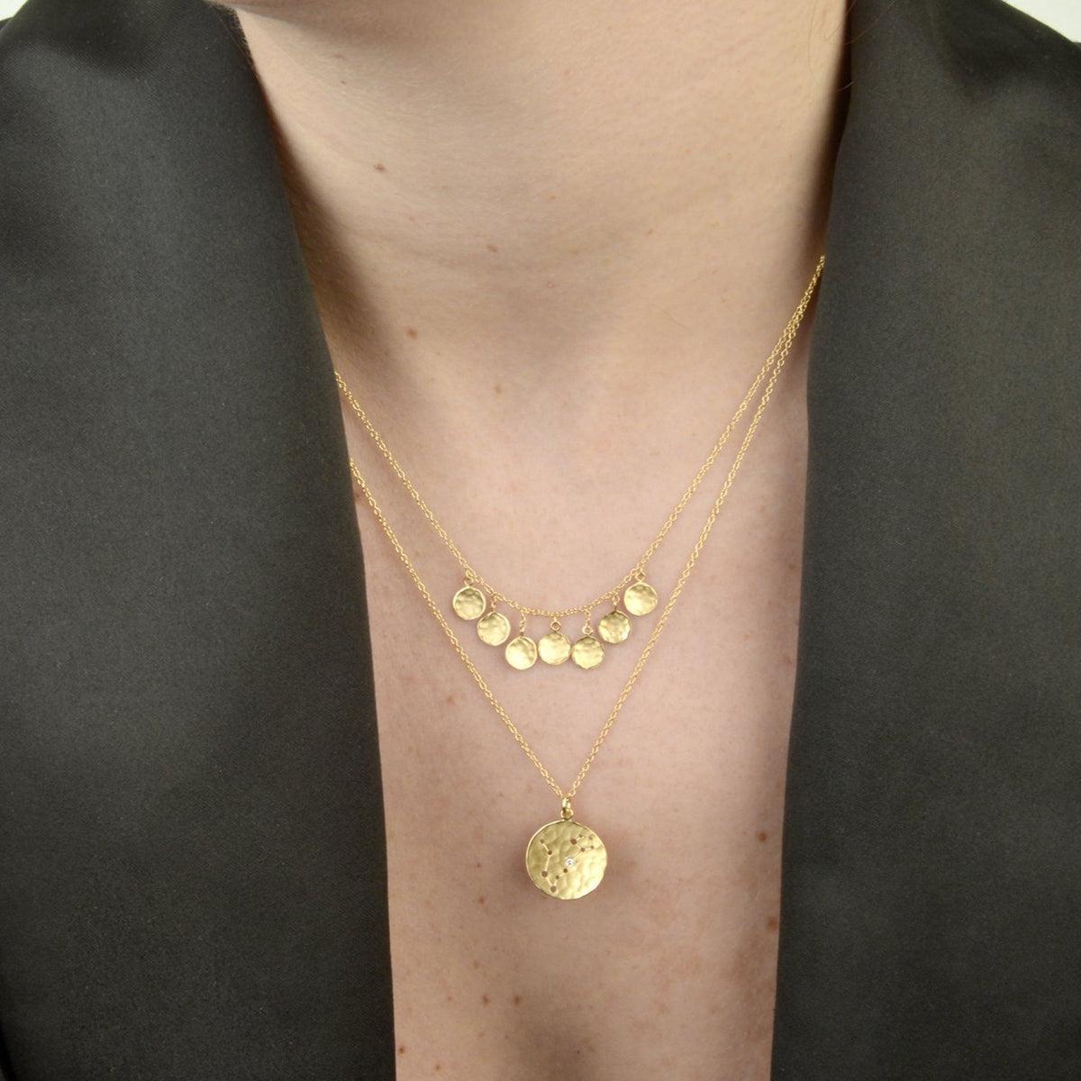 18k yellow gold hammered coin necklace