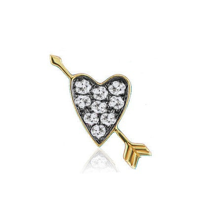 Heart & Arrow Motif Stud Earrings