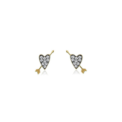 Heart & Arrow Motif Stud Earrings