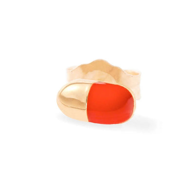 14k yellow gold stud earring enamel pill