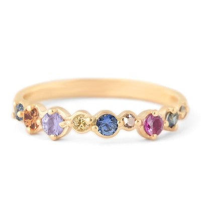 18k yellow gold ring rainbow sapphires