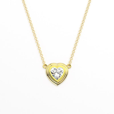 14k yellow gold necklace heart white topaz