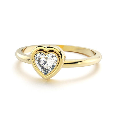 14k yellow gold ring white topaz heart