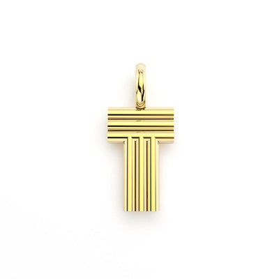 14k yellow gold initial charm T