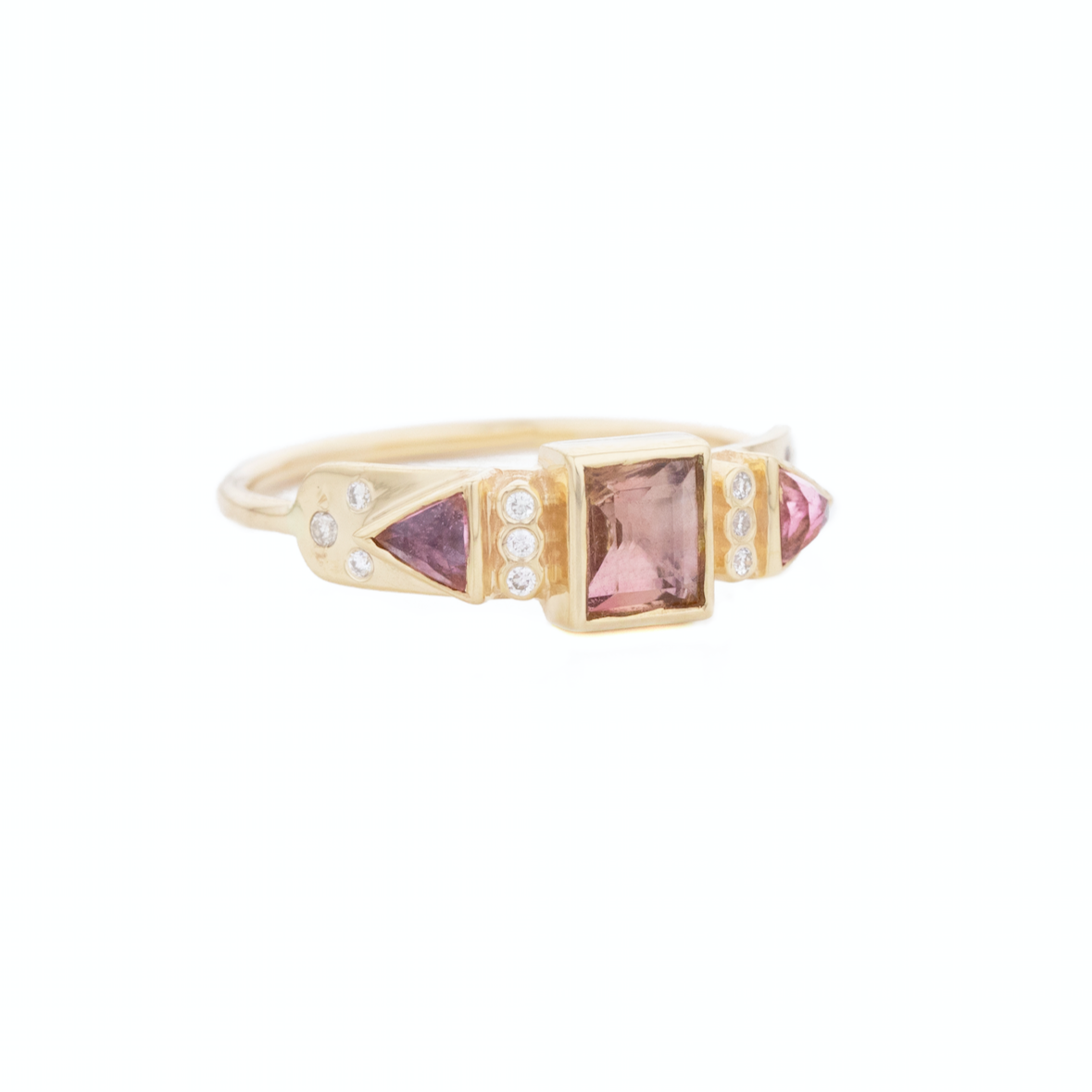Plate Totem Tourmaline & Diamond Ring