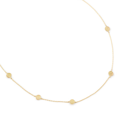 18k yellow gold hammered disc chain necklace