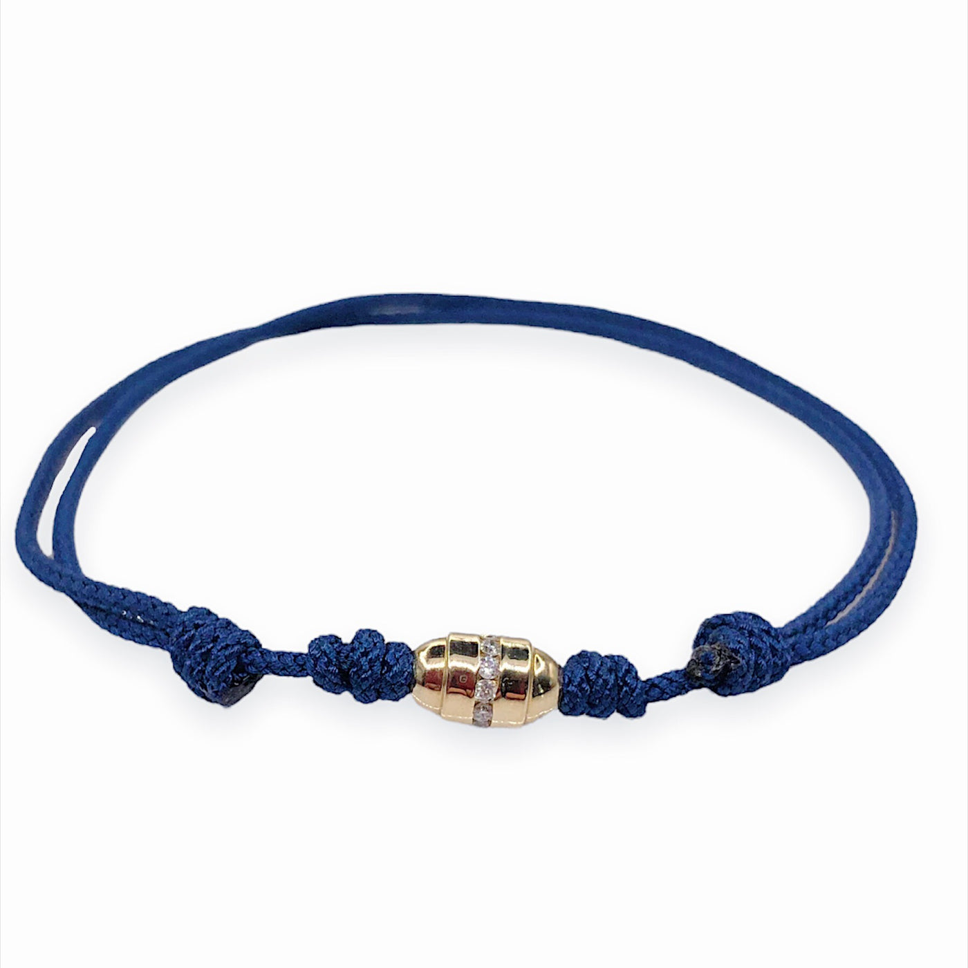 Round Bolt Bead with Stones Cord Bracelet