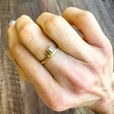 18k yellow gold ring handmade cleveland, ohio fancy cut diamond princess cut diamond alternative engagement ring fashion jewelry