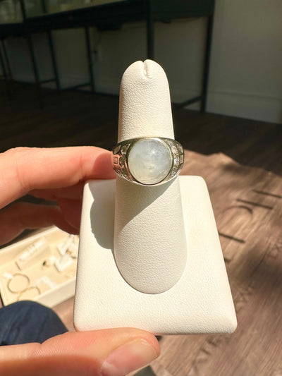ESTATE 14K White Gold Star Sapphire Ring